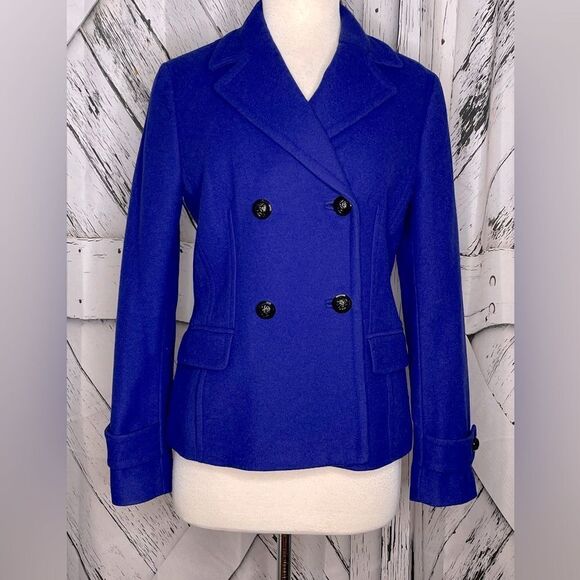 Banana Republic Blue Wool Blend Pea Coat Size Medium - Picture 1 of 10
